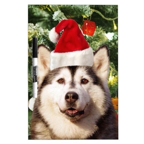 Siberian Husky Christmas Tree Ornaments Snowman Dry_Erase Board