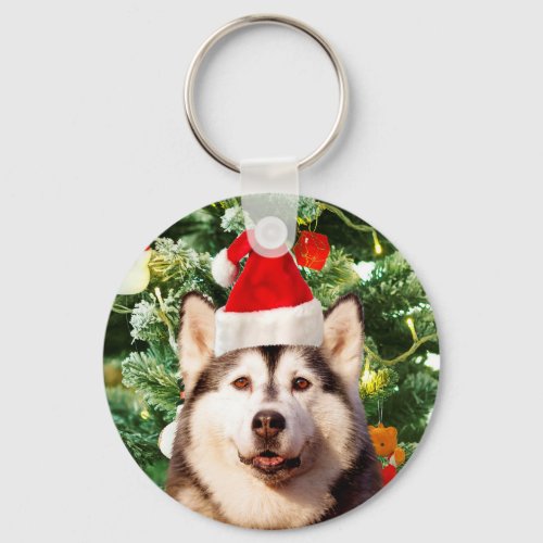 Siberian Husky Christmas Tree Ornaments Snowman Keychain