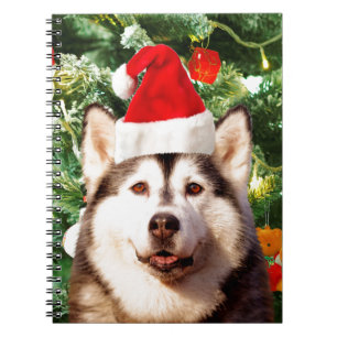 Siberian Husky Christmas Tree Ornaments Snowman Notebook