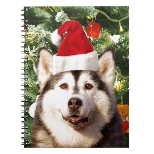 Siberian Husky Christmas Tree Ornaments Snowman Notebook