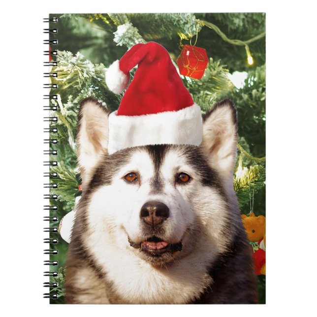Siberian Husky Christmas Tree Ornaments Snowman Notebook (Front)