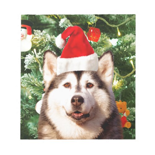 Siberian Husky Christmas Tree Ornaments Snowman Notepad