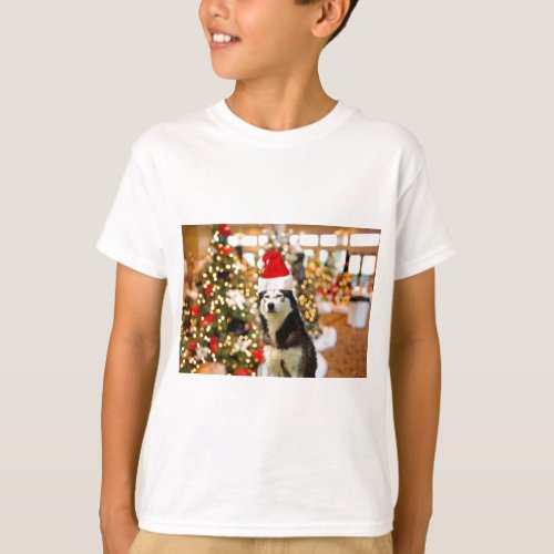 Siberian Husky Christmas Tree Tees Tshirt