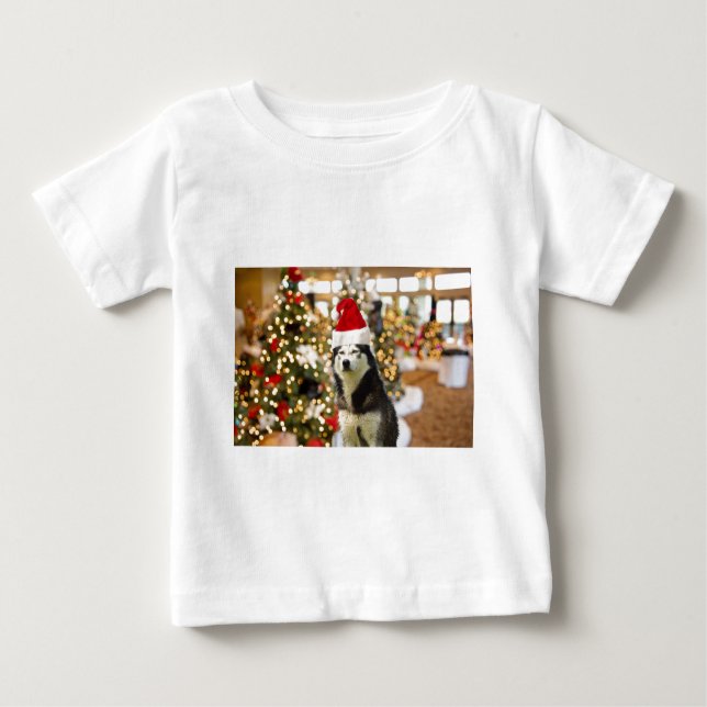 Siberian Husky Christmas Tree Tees Tshirt (Front)