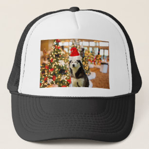 Siberian Husky Christmas Tree Tees Tshirt Trucker Hat