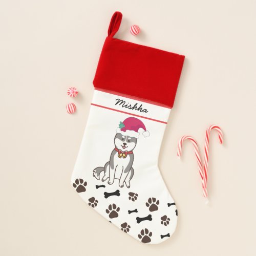 Siberian Husky Christmas With Custom Dog Name Christmas Stocking