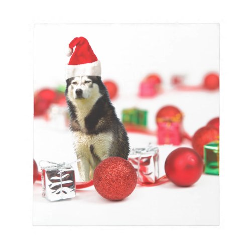 Siberian Husky Christmas with Ornament  Gift Box Notepad