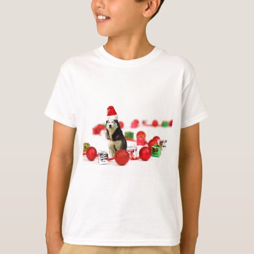 Siberian Husky Christmas with Ornament  Gift Box T_Shirt