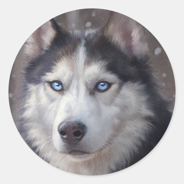 Siberian Husky Classic Round Sticker (Front)