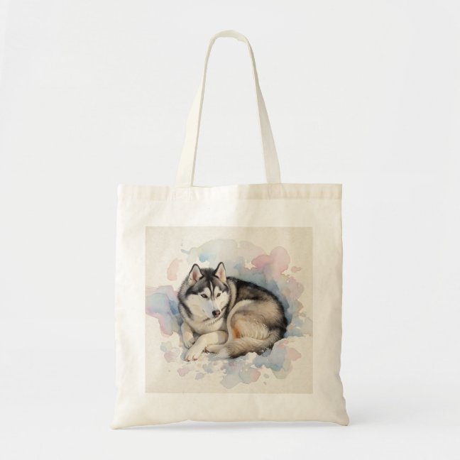 Siberian Husky Curled In The Snowdrift Hollow Tote Bag