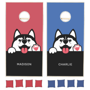 Siberian Husky custom names & colors Cornhole Set