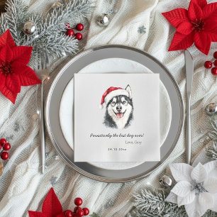 Siberian Husky Custom Pet Christmas Wedding Paper Dinner Napkins
