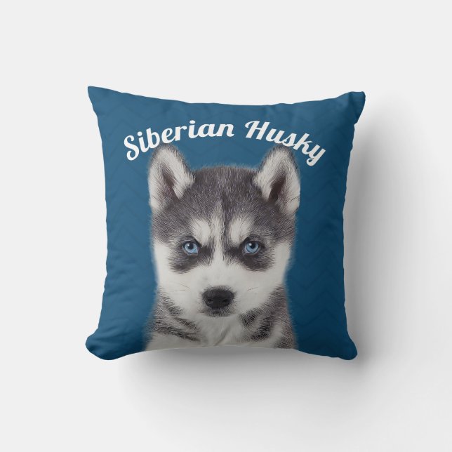 Siberian Husky Custom Throw Pillow (Front)