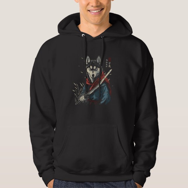 Siberian Husky Dad Cute Japanese Anime Stuff Samur Hoodie (Front)