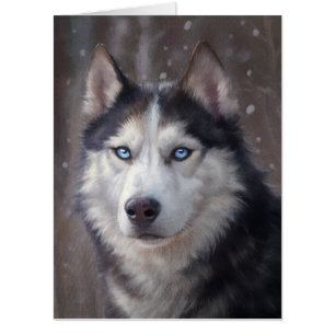 Siberian Husky Digital Painting Card