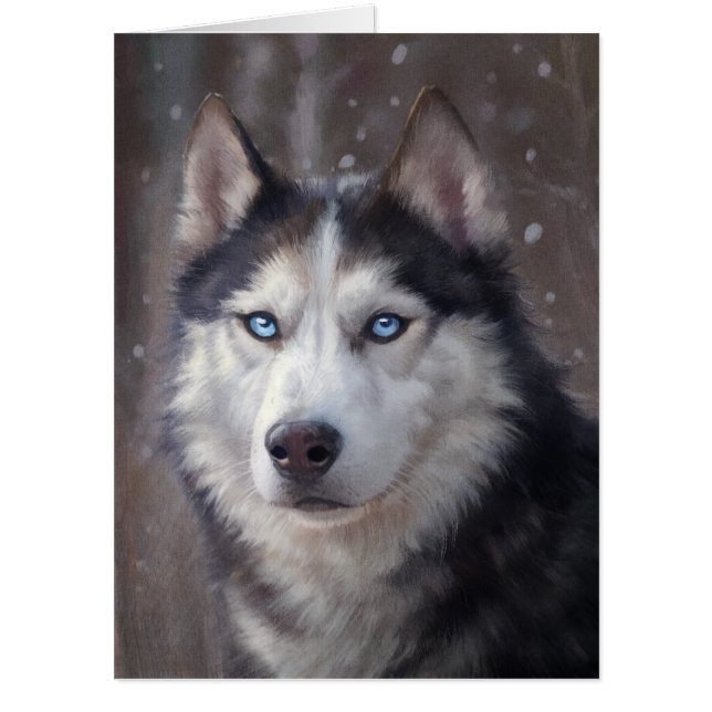 Siberian Husky Digital Painting Card (Front)