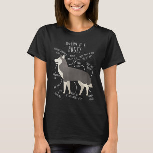 Siberian Husky Dog Anatomy Grey Gray Pet Mom Cute T-Shirt