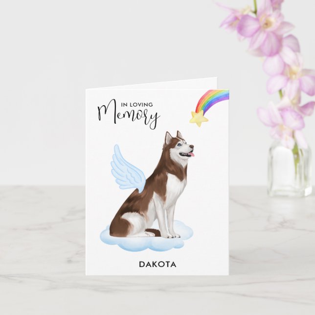 Siberian Husky Dog Angel Pet Loss Sympathy Card (Orchid)
