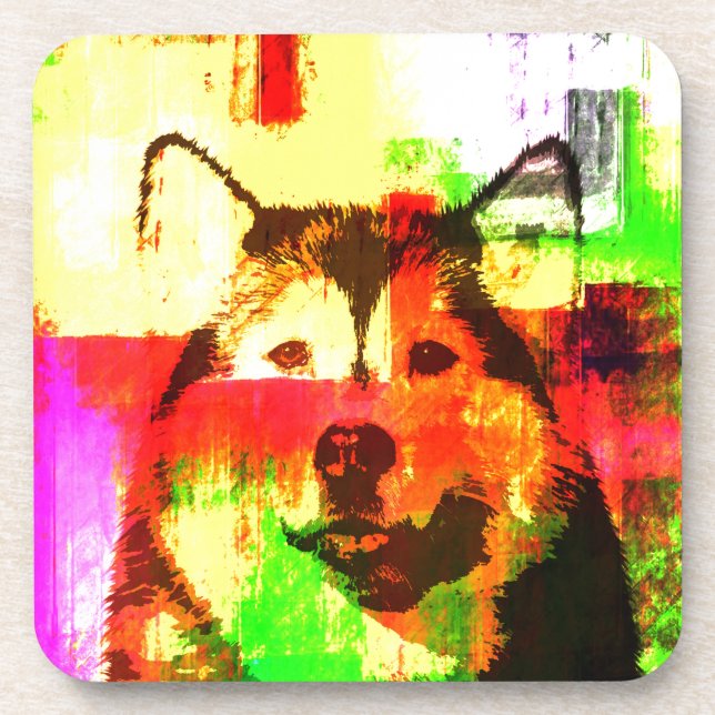Siberian Husky Dog Art Drink Coaster (Front)
