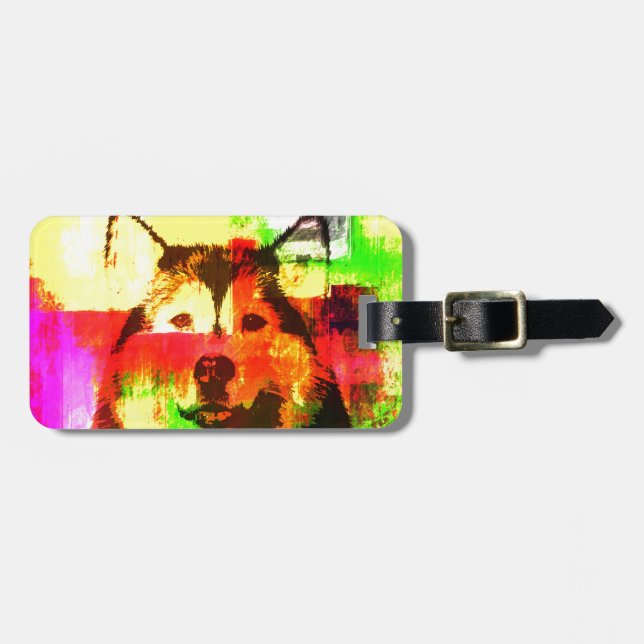 Siberian Husky Dog Art Luggage Tag (Front Horizontal)