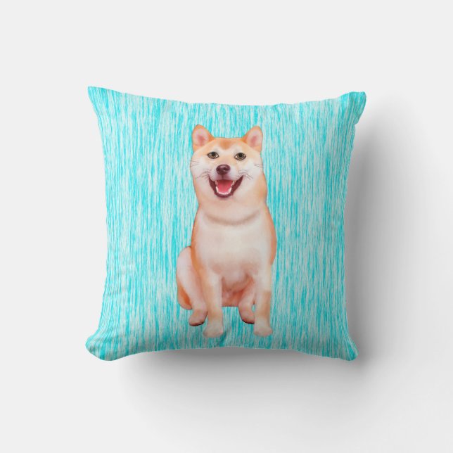 Siberian Husky Dog Art Portrait Throw Pillow (Front)