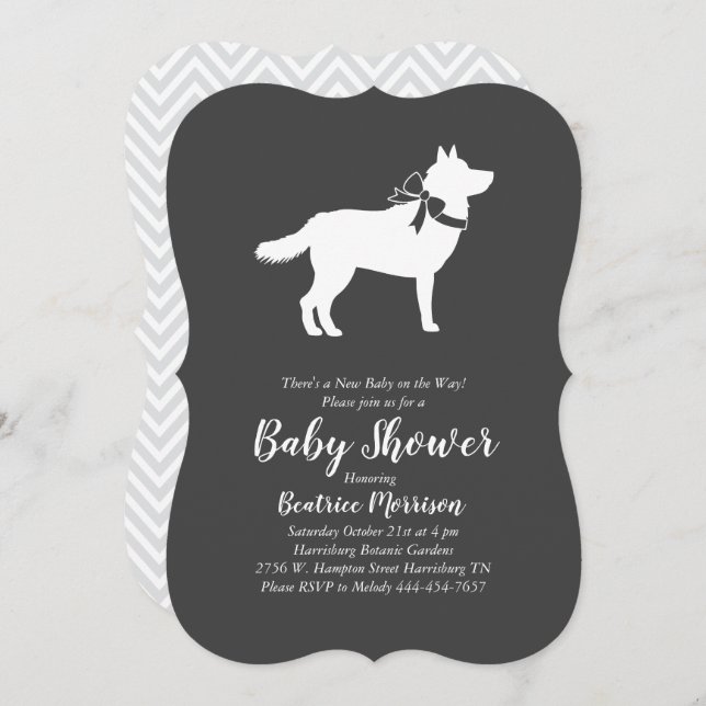 Siberian Husky Dog Baby Shower Gender Neutral Invitation (Front/Back)