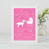 Siberian Husky Dog Baby Shower Pink Girl Invitation (Standing Front)