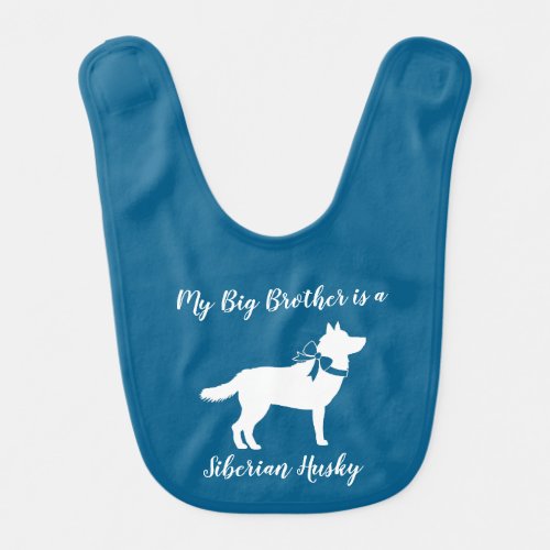 Siberian Husky Dog Baby Shower Puppy Blue Boy Baby Bib