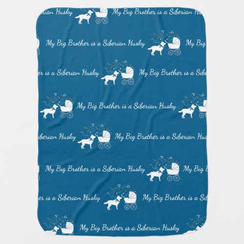 Siberian Husky Dog Baby Shower Puppy Blue Boy Baby Blanket