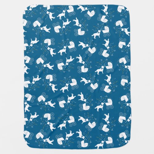 Siberian Husky Dog Baby Shower Puppy Blue Boy Baby Blanket