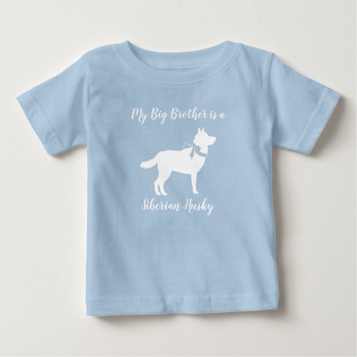 Siberian Husky Dog Baby Shower Puppy Blue Boy Baby T_Shirt