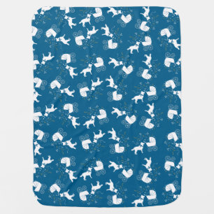 Siberian Husky Dog Baby Shower Puppy Blue Boy Blanket