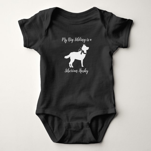 Siberian Husky Dog Baby Shower Puppy Grey Baby Bodysuit (Front)