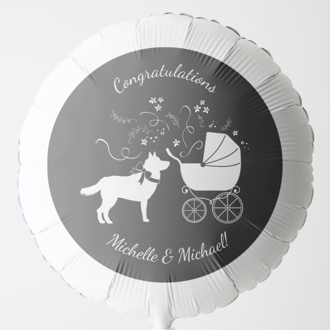 Siberian Husky Dog Baby Shower Puppy Grey Balloon (Front)