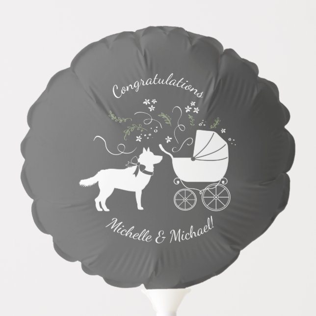 Siberian Husky Dog Baby Shower Puppy Grey Balloon (Front)