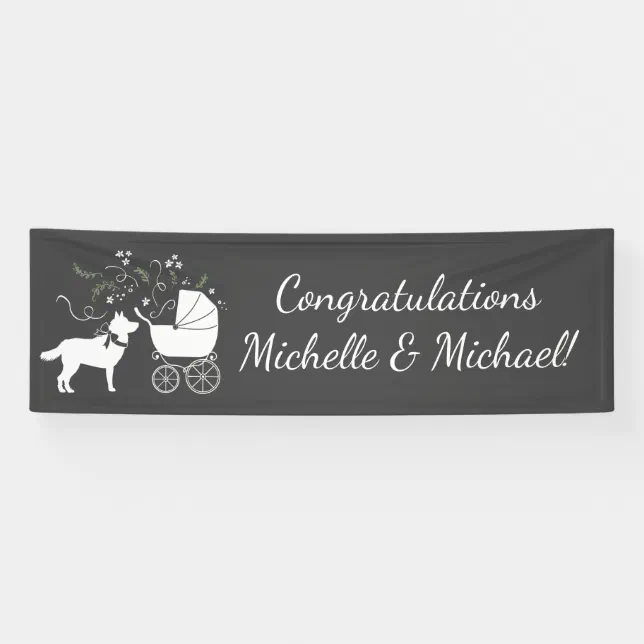 Siberian Husky Dog Baby Shower Puppy Grey Banner Zazzle