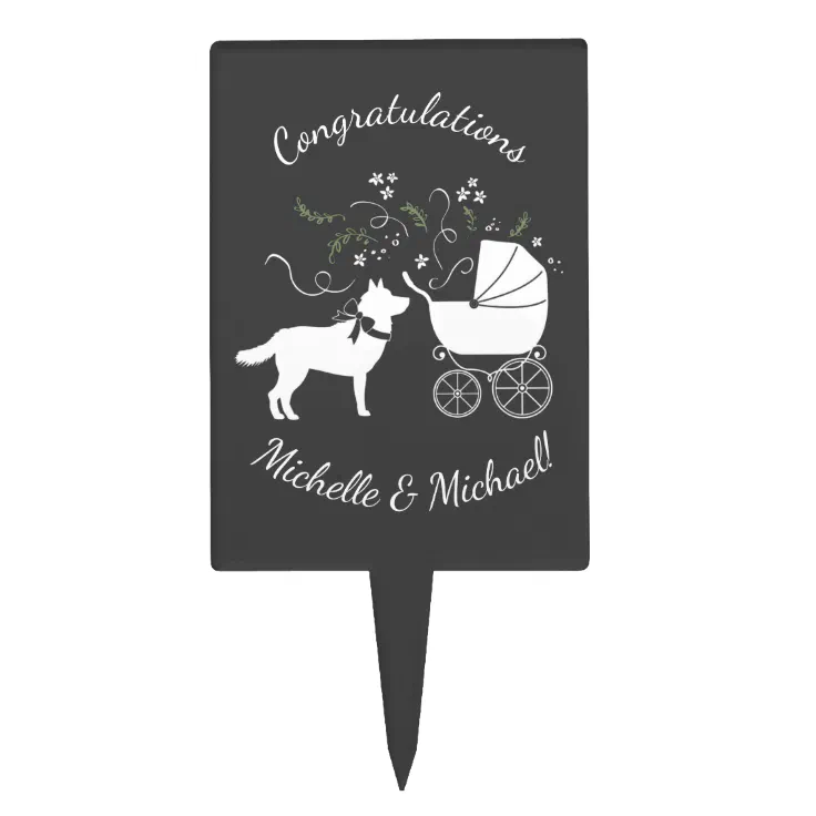 Siberian Husky Dog Baby Shower Puppy Grey Cake Topper Zazzle