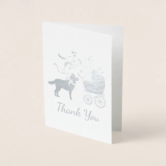 Siberian Husky Dog Baby Shower Puppy Grey Foil Card Zazzle