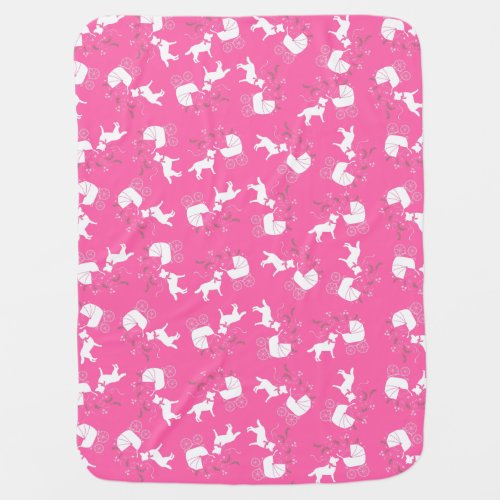 Siberian Husky Dog Baby Shower Puppy Pink Girl Baby Blanket