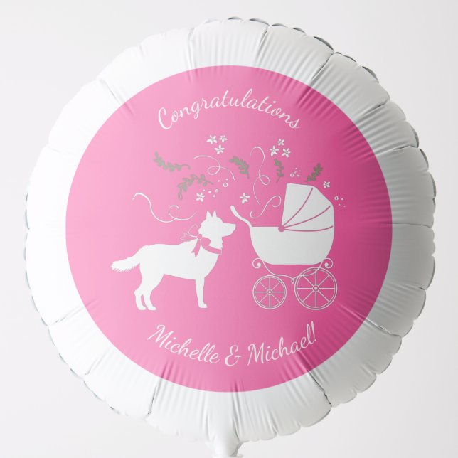 Siberian Husky Dog Baby Shower Puppy Pink Girl Balloon (Front)