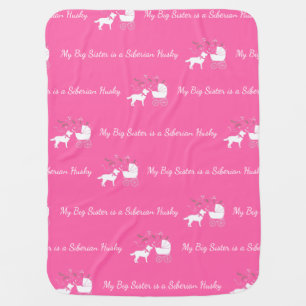 Siberian Husky Dog Baby Shower Puppy Pink Girl Blanket