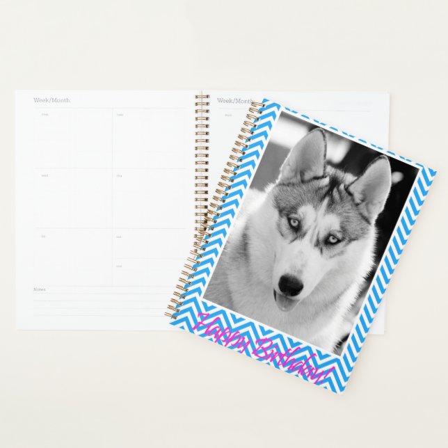 Siberian Husky Dog Blue Happy Birthday Planner (Display)