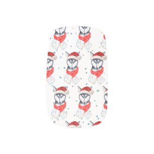Siberian Husky Dog Breed Christmas Stars Minx Nail Art