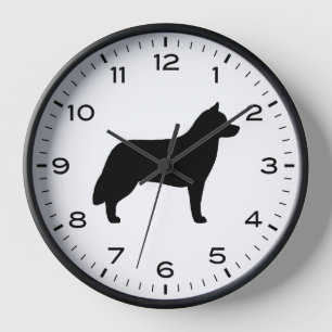 Siberian Husky Dog Breed Silhouette  Clock