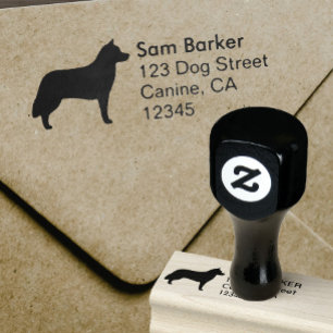 Siberian Husky Dog Breed Silhouette Return Address Rubber Stamp