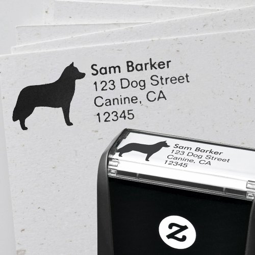 Siberian Husky Dog Breed Silhouette Return Address Self_inking Stamp