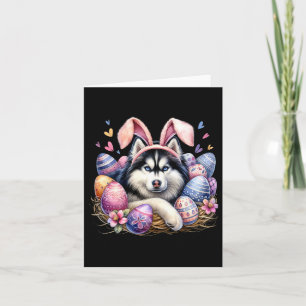 Siberian Husky Dog Bunny Ears Easter Day Card