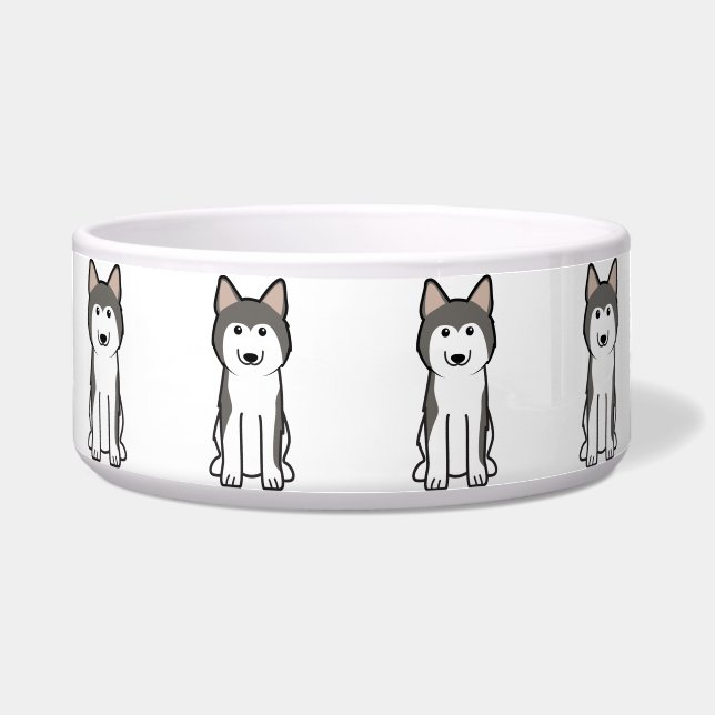 Siberian Husky Dog Cartoon Bowl (Front)