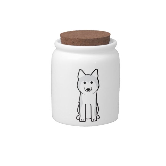 Siberian Husky Dog Cartoon Candy Jar (Front)