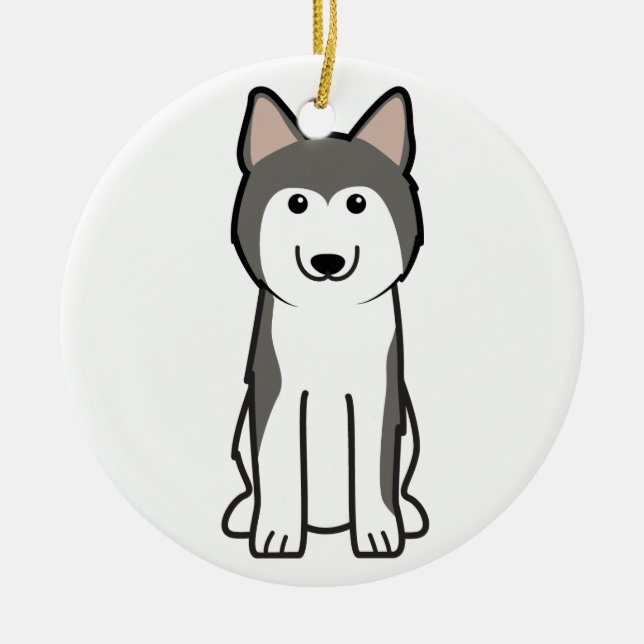 Siberian Husky Dog Cartoon Ceramic Ornament (Front)
